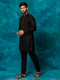 Vastramay Men's Black Cotton Blend Kurta Pyjama Set